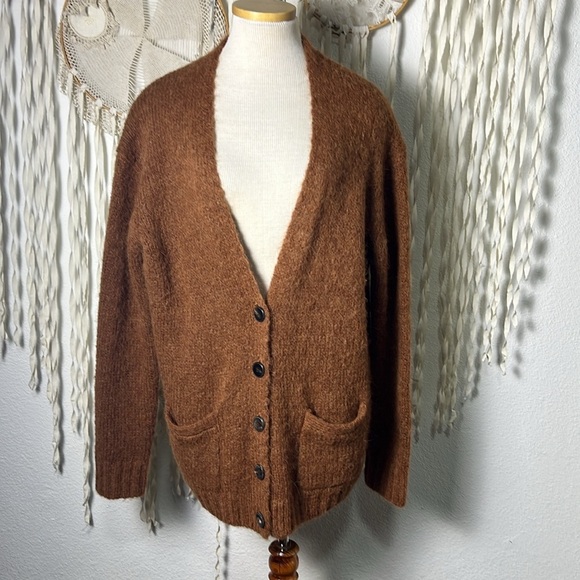 RE/DONE Oversized Alpaca Blend 90's Cardigan Size XS in Camel - Picture 2 of 13